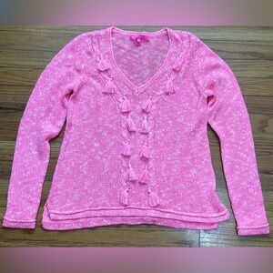 SOLDLilly Pulitzer Medium, Kovette Sweater in 'Coral Sands Marl'perfect tassels!